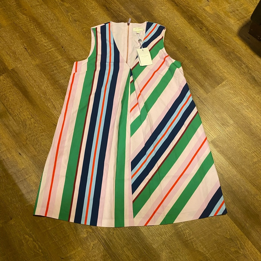 Ted Baker Pink striped shift dress